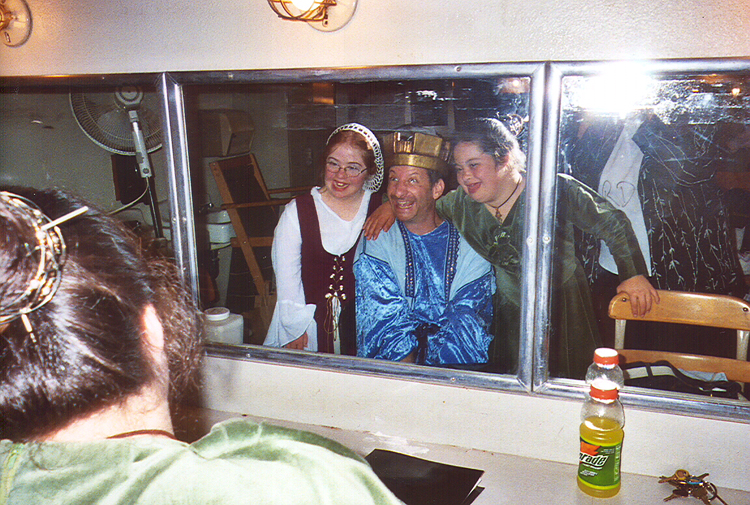Kelly, David Zimmerman, and Sarah ham it up in the dressing room.